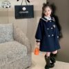 Custom Kids Girls Coats Preppy Style Cute Faux Woolen Long Sleeve Winter Warm Girls Coats - Image 2