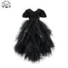 High-end Kid Girls Dress Princess Mesh Trailing Dress Black Sequin Evening Dress for Piano Performance - Image 2