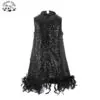 Designer Style Kids Sleeveless Dress Hem Feather Design Black Sequin Skirt  Party Girls Dresses - Image 2
