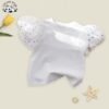 Customized Summer Tulle Elastic Short Puff Sleeve T-shirt for Kids Girls Rainbow Foil Print on Fabric Age 12 Years - Image 2