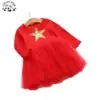 Wholesale Long Sleeves Ribbed Flower Girls' Dresses Toddler Birthday Tutu Dress Little Princess Dress - Image 2