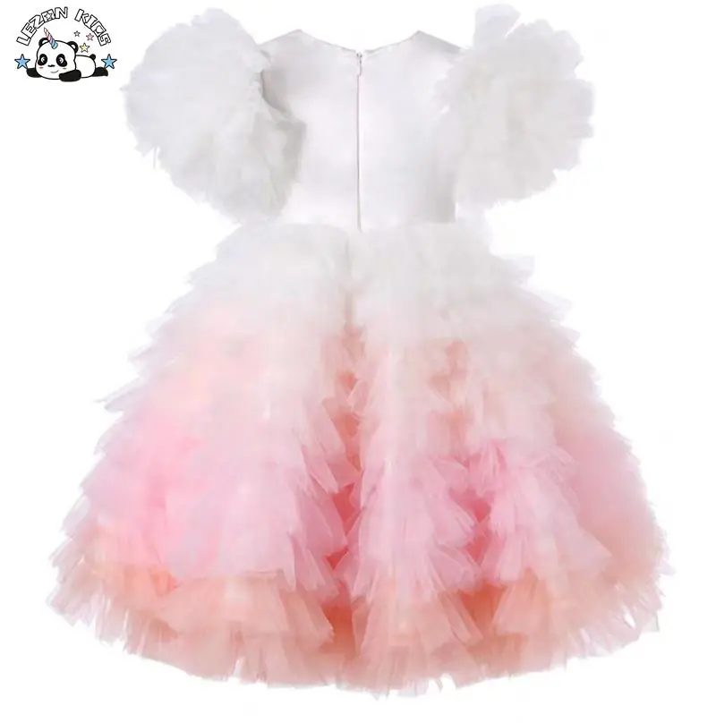 OEM Customizable Wholesale New Product Cute Color Gradient Soft Tulle Kids Princess Girl Dress - Image 2