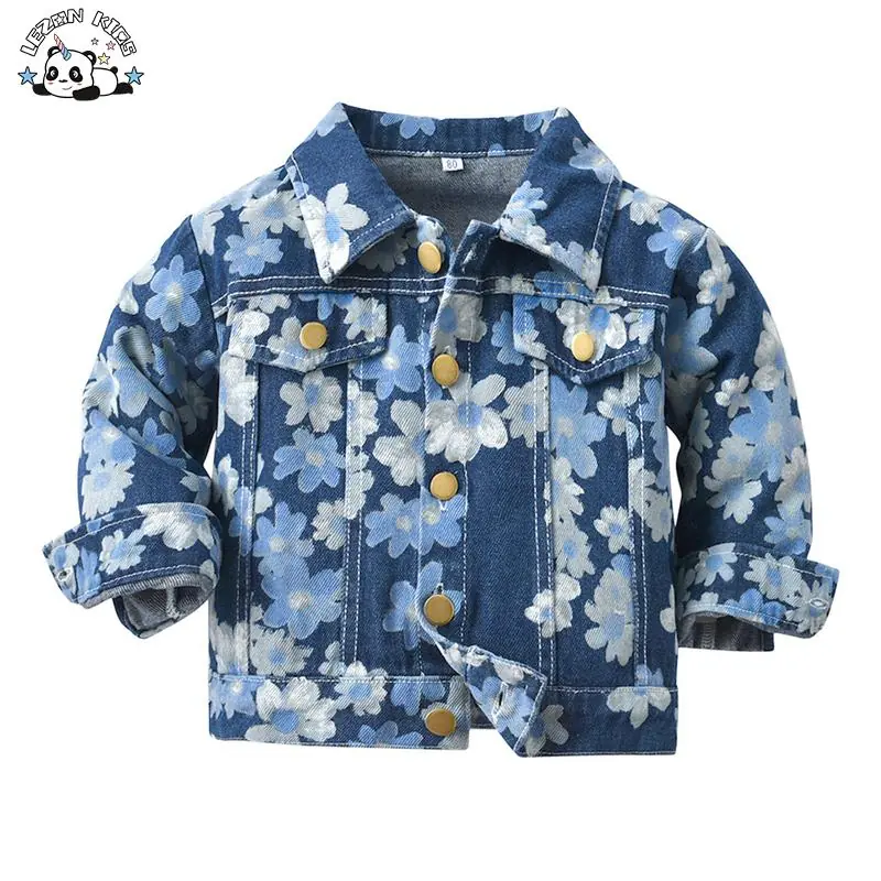 Kids Clothing Wholesale Kids Denim Jackets Flower Print Spring Autumn Boy Set - Image 2