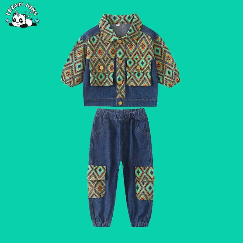 Custom Boys Clothing Sets Comfortable Denim Boy Set Toddlers Summer Sweatshirt Fun Animal Cartoon Prints Two-Piece Pants Outfit - Image 2