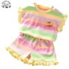 Wholesale High Quality Custom Colorful Flower Printing Girls Clothing Sets Casual for Summer - Image 2