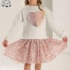 OEM Customizable American Style Smocked  Dress Children Sequin Mesh Long Sleeve Dress for Girls - Image 2