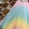 Customizable Girls Satin Rainbow Maxi Pleated Sequin Skirt Kids Fashion Accessory - Image 2