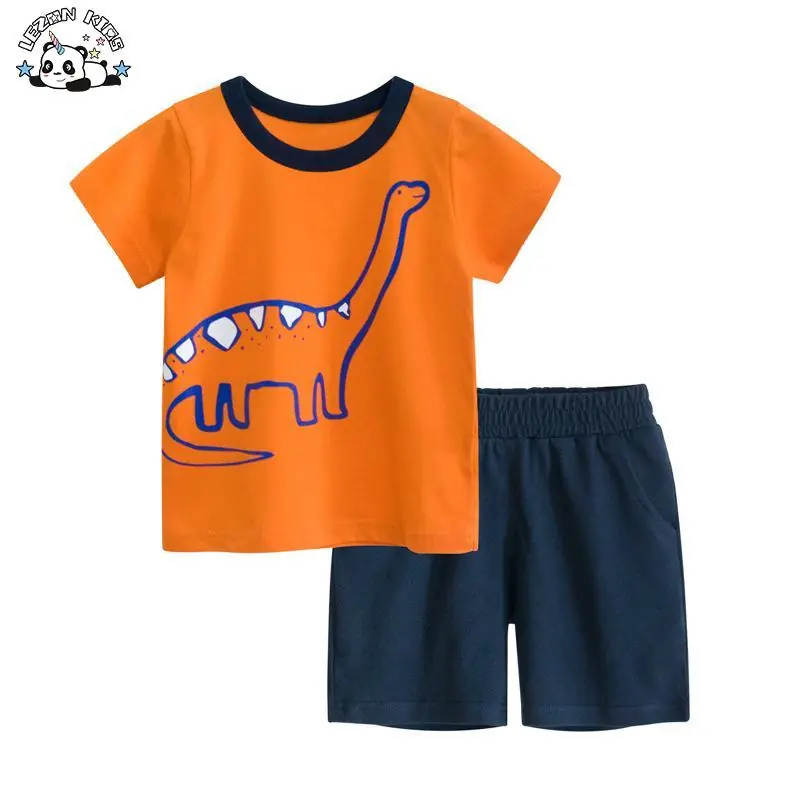 Customizable Summer Baby Boys Suit T-shirt&Short Two-piece Set Cotton Breathable Boy's Clothing - Image 2