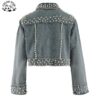America Street Wear Trendy Custom Beading Embellished Denim Jacket Big Kids Girls Jeans Jacket - Image 2