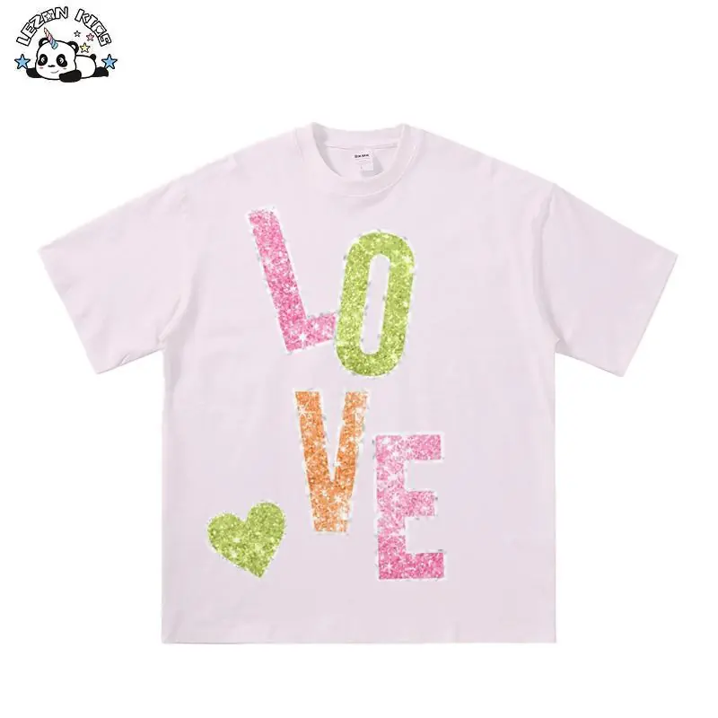 2024 Stylish Full Patterns Printing Pink T Shirt Different Designs Kids T Shirt - Image 2