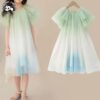 Customizable Girls' Short Sleeve Tulle Dress Gentle Ruffle Puffy Layer Fashionable Print Lace Dress - Image 2