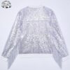 Customizable Girls Silver Sequin Bomber Jacket Tassel Soft Lining Design Cotton Collar Kids Fashion Outerwear - Image 2