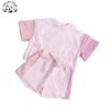 New Fashion Kid Suit Solid Color Block Boy Set Short Sleeve T Shirt Shorts 2 Piece Child Jogger Set - Image 2