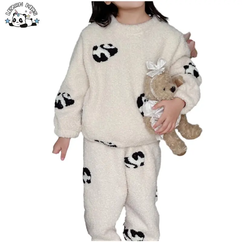 Customizable Wholesale Kids Sleepwear Velvet Pajamas Sets Child Pajama Sets Panda Kids Pajamas - Image 2