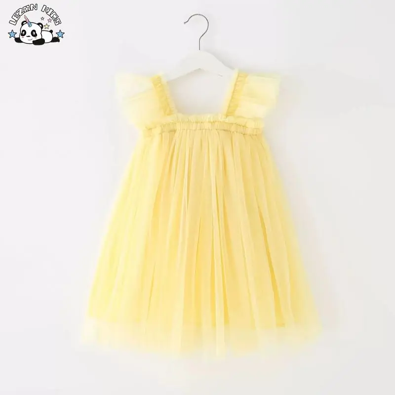 ODM Custom Tulle Princess Dress Baby Girls Solid Pattern Ruffle Decoration Summer Woolen Fabric Dress - Image 2