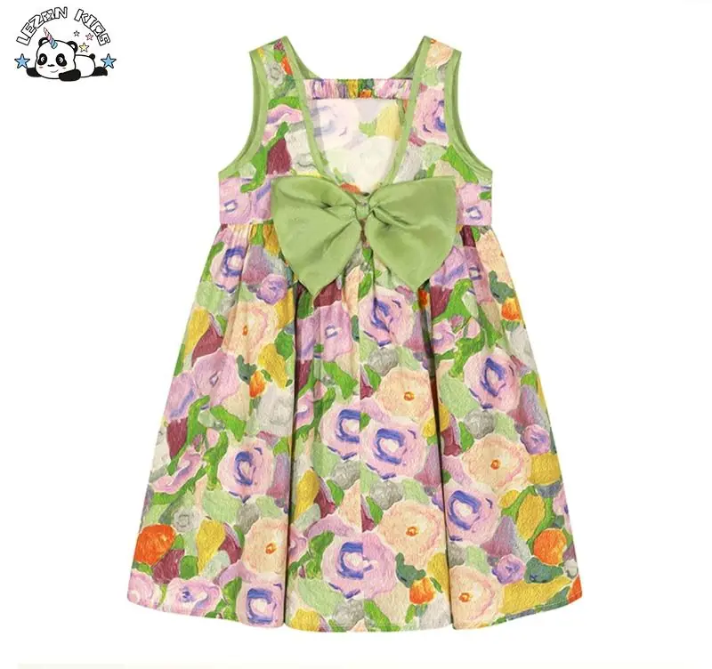 Kid Girls' Dress Customizable Summer New Fashion Colorful Printing Cotton Sleeveless  Princess Dress for Girls - Image 2