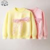 Hot Selling Custom Silk Bow Knot Kids Pullover Sweater Girls Knit Sweater for Winter - Image 2