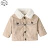 Stylish Winter Cardigan Warm Corduroy Kids Coats Jackets 2-14Y Girls Casual Style Hood Collar Logo Decoration Solid Long Coats - Image 2