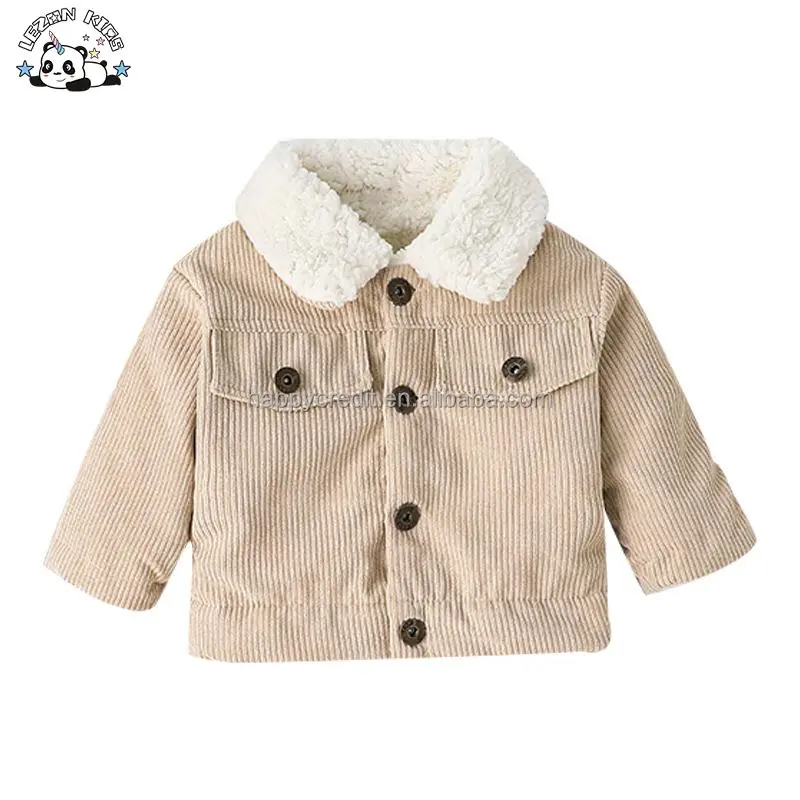 Stylish Winter Cardigan Warm Corduroy Kids Coats Jackets 2-14Y Girls Casual Style Hood Collar Logo Decoration Solid Long Coats - Image 2
