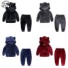 Children's Clothe Set Spring Autumn Boy's Hoodie Two-Piece Golden Velvet Girls' Sportswear - Image 2