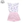 Customizable Summer T-shirt Clothes  Butterfly Sleeves Girl Clothing Sets Kids Girls Summer Clothing Set - Image 2