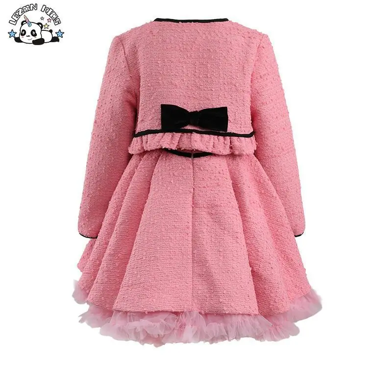2024 New Spring Girls pink Puff Dress Suit Sweet Little Girl Princess Dress Suit for 4-12T - Image 2