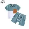 Customizable Color Block Baby Boys Outfit Two Piece Toddler  Boys Clothing Sets for Daily Wear - Image 2