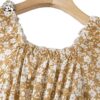 Custom Logo Designed Floral Print Puff Sleeve Square Neck Mini a Line Dress 2-14years for Girls - Image 2