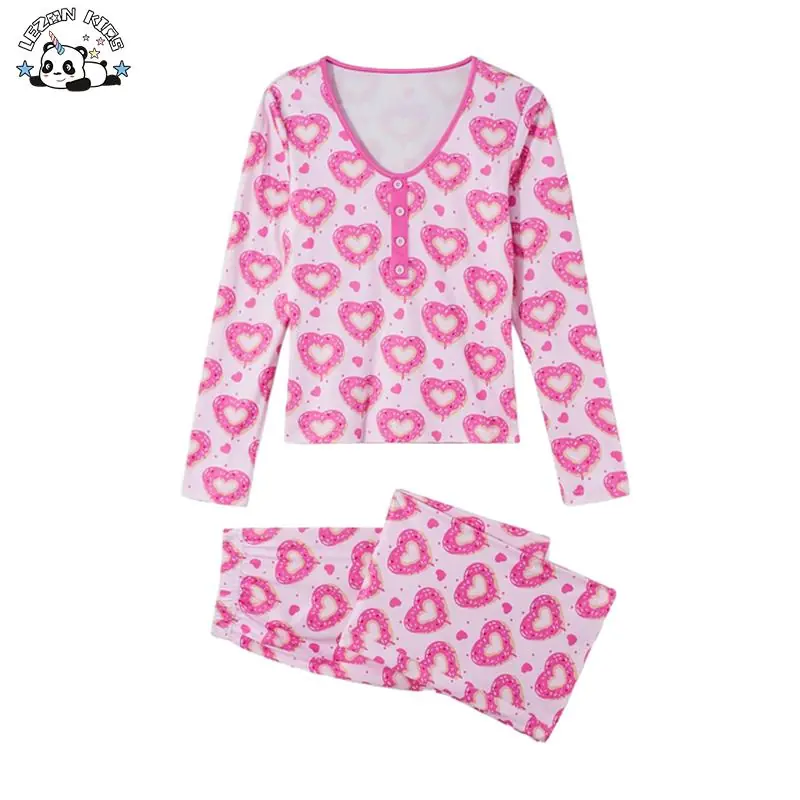 Customized Logo Happy Mother's Day Long Sleeve Sweat Heat Pajamas Set for Mother Daughter - Image 2
