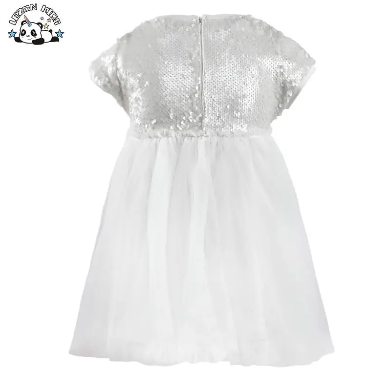 Customizable Boutique Baby Girls Clothing White Sequin Princess Dress for Girl's Birthday Party Dress - Image 2