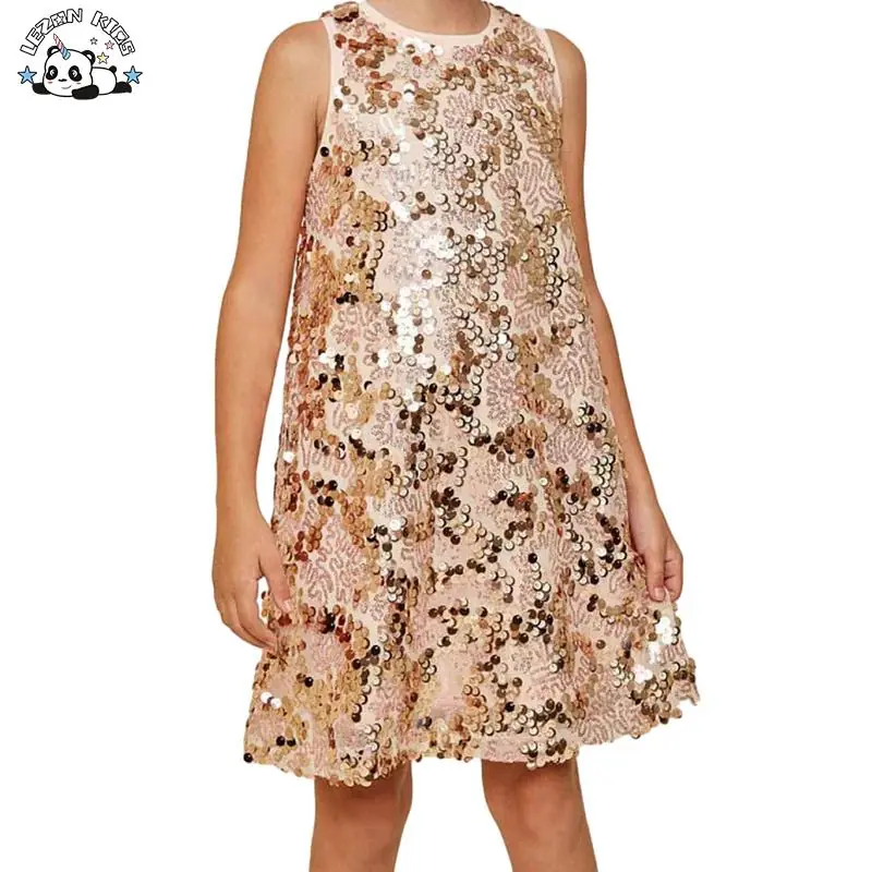 ODM Customizable Sleeveless Shining Sequin Frocks Girls Party Dresses 2-14 Children Clothing - Image 2