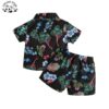 Summer Vacation Holiday Style Floral Polo Shirt and Shorts 2pcs Children Boys Clothing Set - Image 2