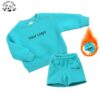 Wholesale Casual Luxury Customize logo Fleece Sweatsuit Shorts Boy Set Kids Clothing Girls Outfits - Image 3