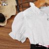 Kids Clothing Girls Cotton Polyester Ruffle Collar Sleeve Shirt Tulle Flower Print Skirt Girls Set Dresses for Kids Girls Custom - Image 3