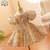 Shiny Children's Poncho Dress Little Girl Flower Child Wedding Bubble Sleeve Princess Dress Sequins Baby's 12 Month Dress - Image 3