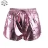 Customized Metallic Fabric Kids Shorts High Waist Toddler Baby Solid Color Casual Girls Shorts - Image 3