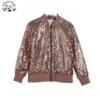 Customized Color Jacket Clothing Kids Girls Sequin Bomber Jacket for Girls and Boys - Image 3