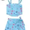 Customizable New Product Explosion Sweet Flowers Printing Blue 2pcs Outfit Girls Boutique Clothing Sets - Image 3