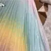 Customizable Girls Satin Rainbow Maxi Pleated Sequin Skirt Kids Fashion Accessory - Image 3