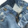 Customizable Printed Cute Daisies Flowers Light Blue Washed Cotton Denim Girls Jeans Pant - Image 3