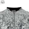 Custom Gradient Zipper Coat Fashion Sequins Girl's Baseball Bomber Girls Sequin Jacket - Image 3