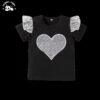 Professional Factory Shortsleeve Cotton Fabric Silver Color Hart Sequined Summer Girls Sets - Image 3