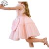 ODM Customized Logo Pink Tulle Dress Girls Sleeveless Ruffled Layered Formal Party Dress - Image 3
