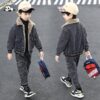New Fashion Kids Clothes Boys Velvet Denim Suits Winter Outfits Boys Jeans Sets With Good Quality - Image 3
