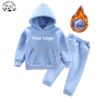 New Trendy Wholesale High Quality Custom Made Logo Toddler Jogger Fleece 2 Pieces Clothing Kids Boys Set - Image 3