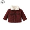 Stylish Winter Cardigan Warm Corduroy Kids Coats Jackets 2-14Y Girls Casual Style Hood Collar Logo Decoration Solid Long Coats - Image 3