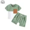 Customizable Color Block Baby Boys Outfit Two Piece Toddler  Boys Clothing Sets for Daily Wear - Image 3