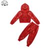 Customized Sequined Hooded Top & Pants Set Girls Colorful Sports Shirt Summer Dance Party Performance Clothing - Image 3