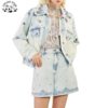 Fashion Vintage  Crystal Beads Embroidery Custom Printed Girls Jacket Washed Denim Girls Jacket - Image 3