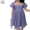 Wholesale Custom Puff Sleeve Purple Mesh Party Dress Girls Tulle Dresses for Summer - Image 3
